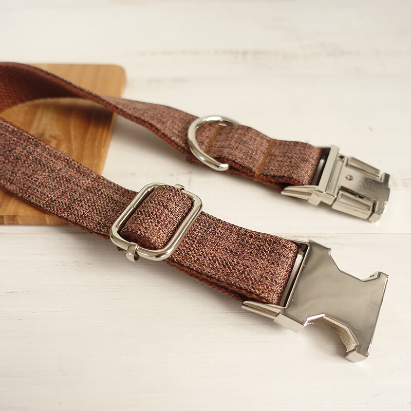 Custom Brown Suit Dog Collar Bow Tie Set