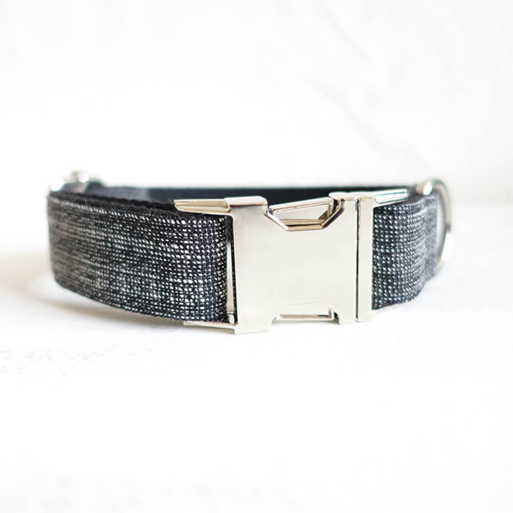 Custom Black Suit Dog Collar And Leash Set