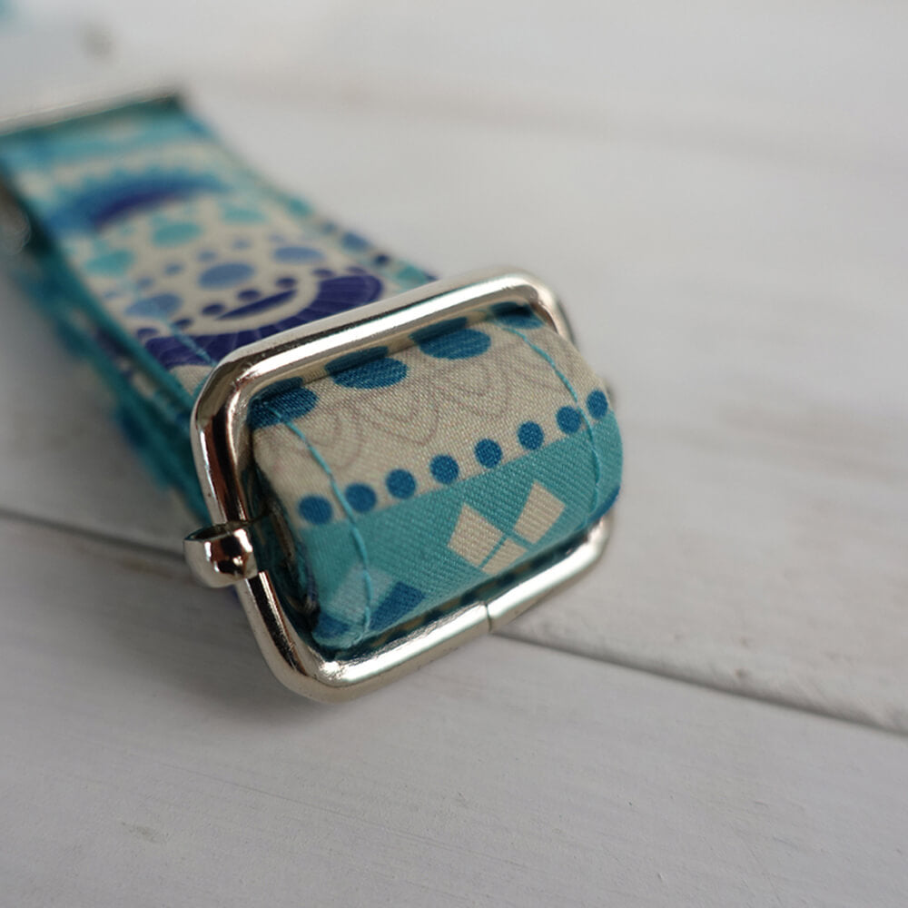 Custom Folk Blue Dog Collar