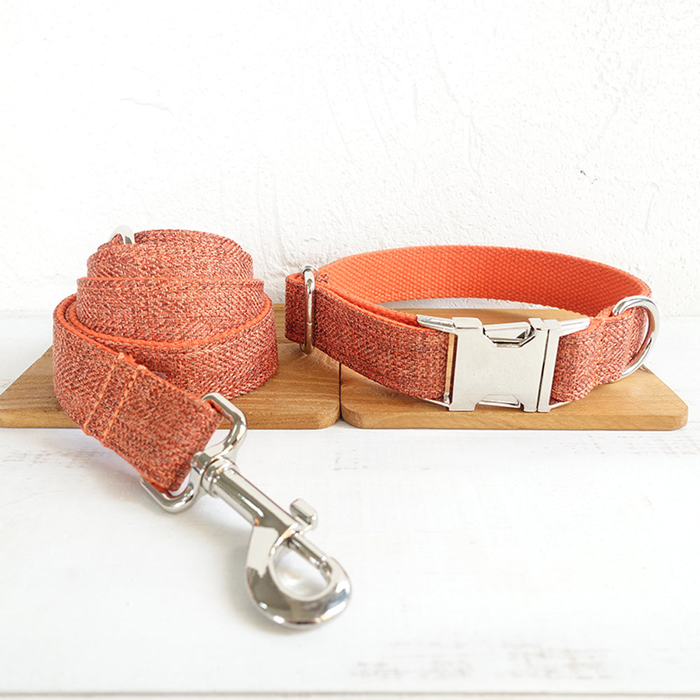 Custom Orange Suit Dog Collar And Leash Set