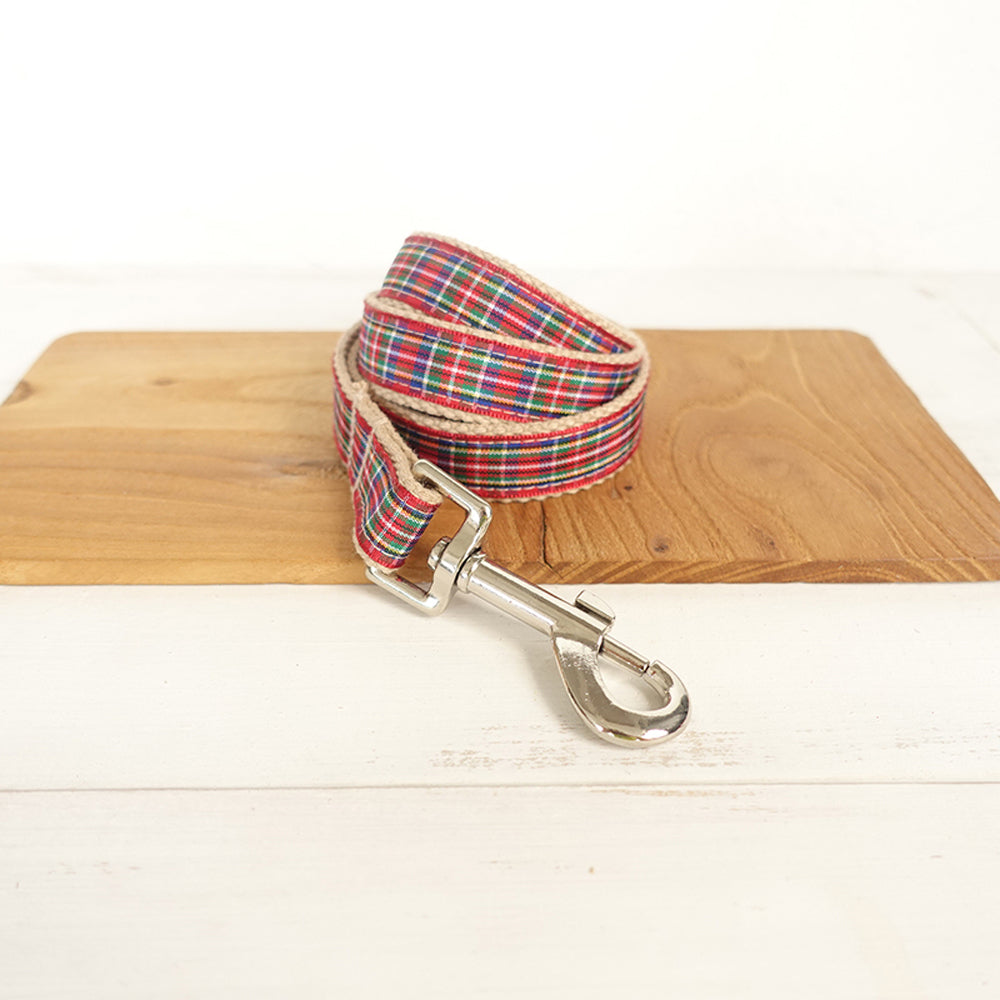 Custom Scotland Plaid Dog Collar And Leash Set