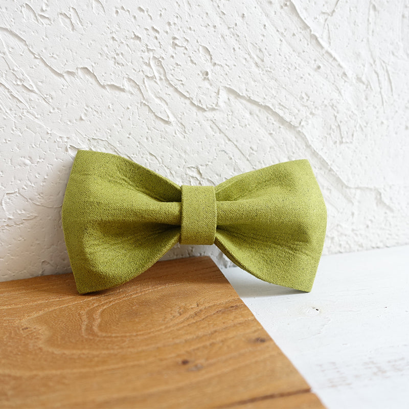 Custom Velvet Green Dog Collar Bow Tie Set