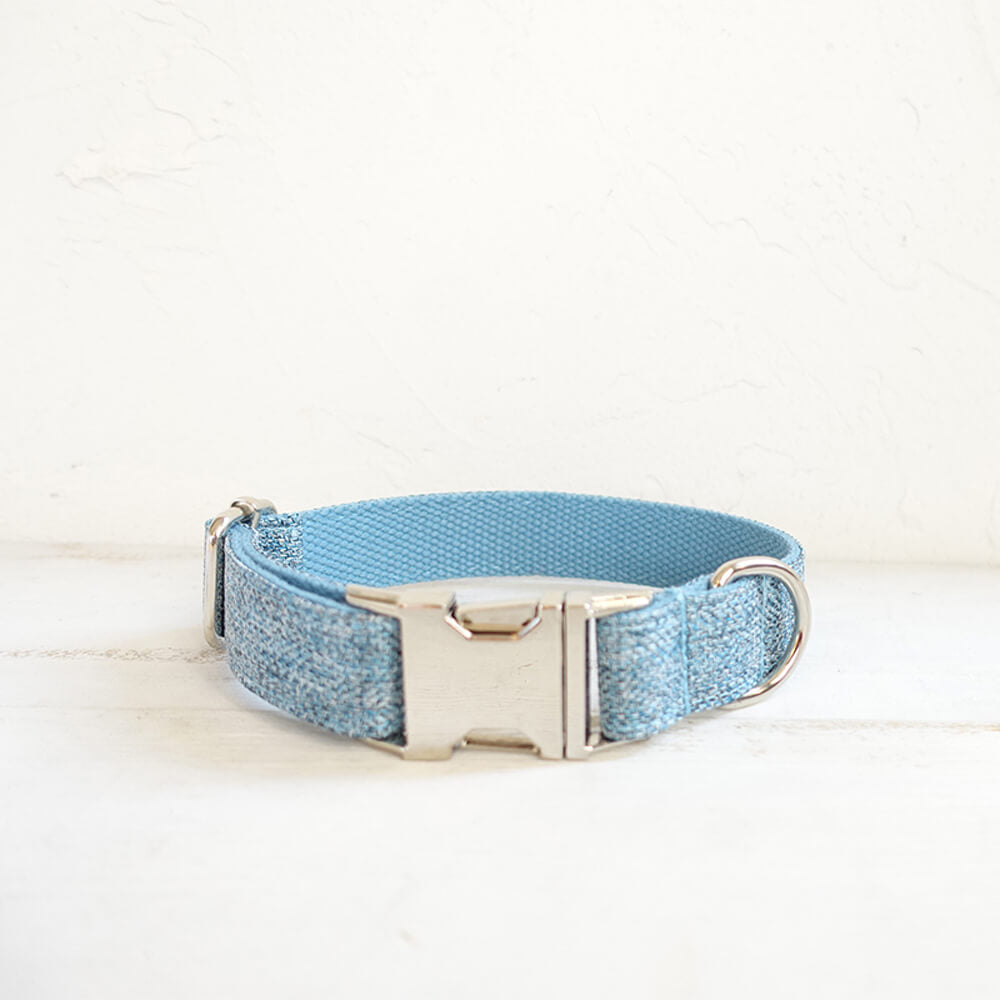 Custom Blue Dog Collar And Leash Set