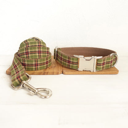 Custom Tree Green Plaid And Leash Set