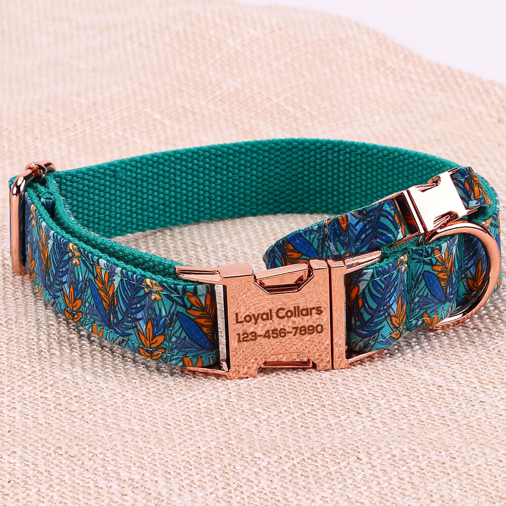 Matching Leaf Dog Collar And Bracelet Set