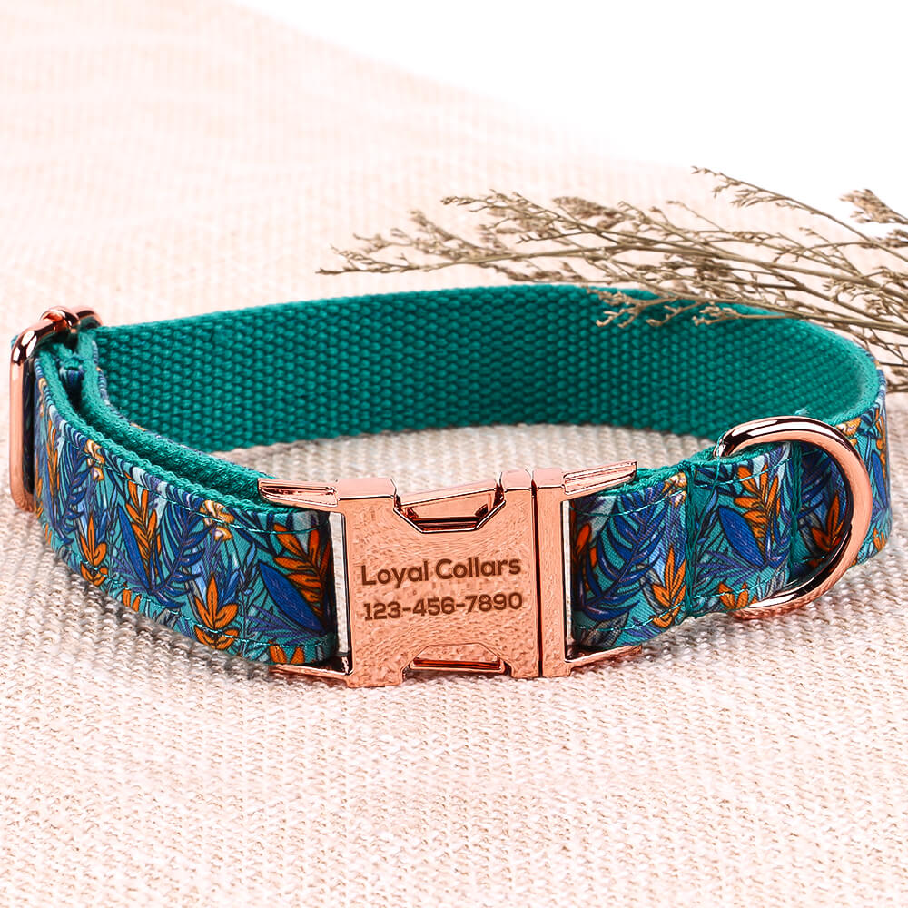 Matching Leaf Dog Collar And Bracelet Set