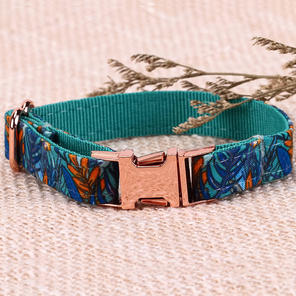 Matching Leaf Dog Collar And Bracelet Set