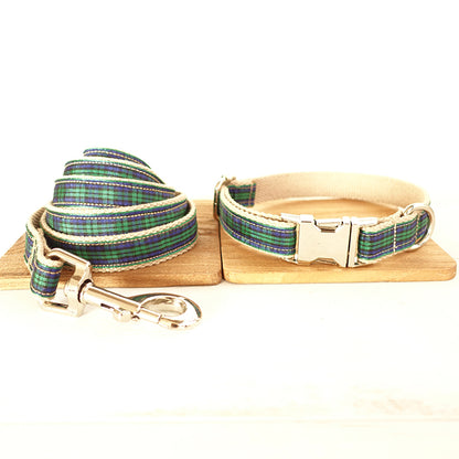 Scotland Plaid Dog Collar And Leash Set