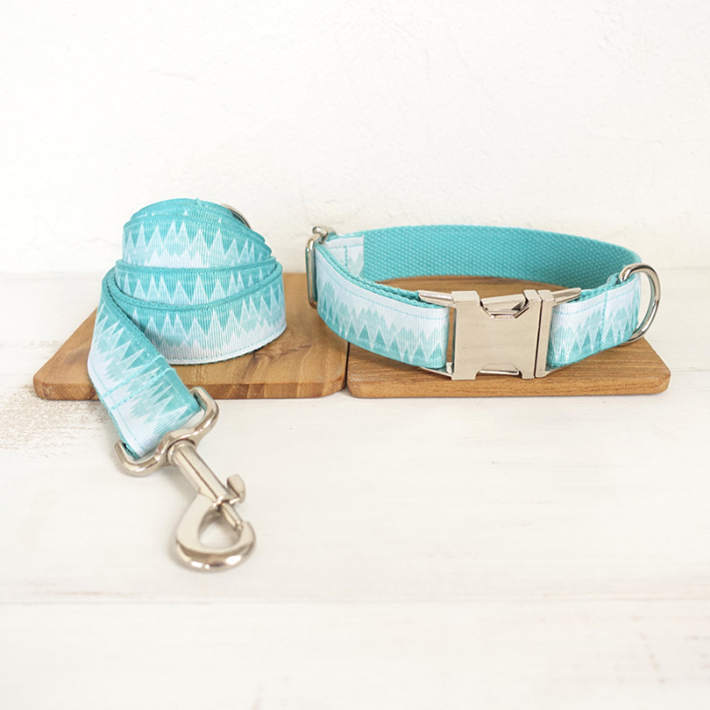 Custom Green Mountain Dog Collar And Leash Set