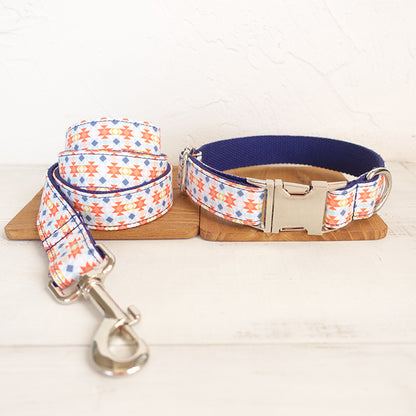 Custom Lantern Pattern Dog Collar And Leash Set