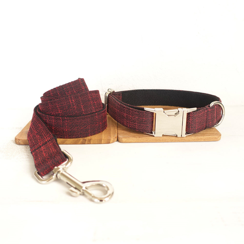 Custom Red Suit Dog Collar And Leash Set