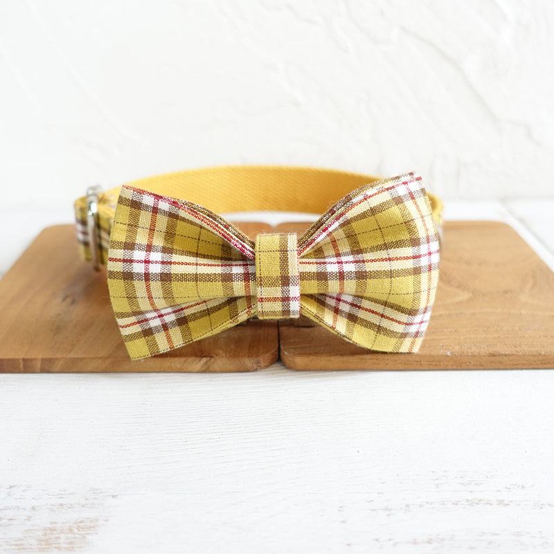 Custom Lemon Yellow Dog Collar Bow Tie Set