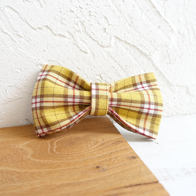 Custom Lemon Yellow Dog Collar Bow Tie Set