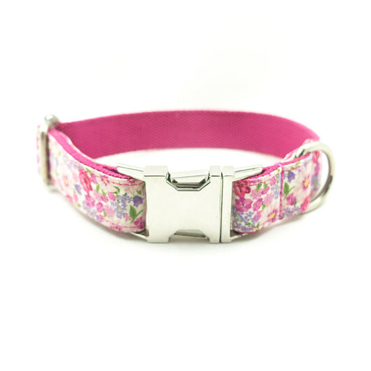 Custom Pink Flower Dog Collar