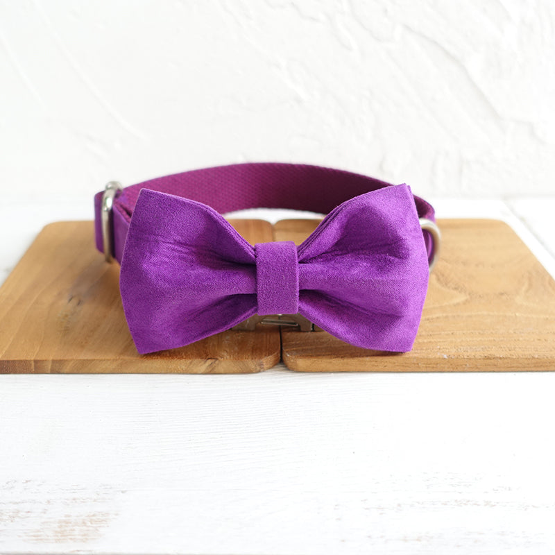 Custom Candy Purple Dog Collar Bow Tie Set