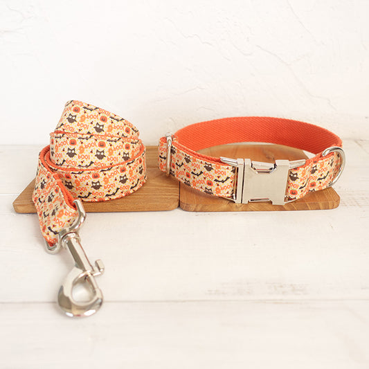 Custom Halloween Dog Collar And Leash Set