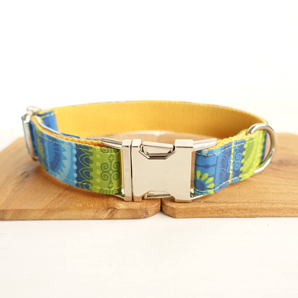 Custom Folk Yellow Dog Collar Set