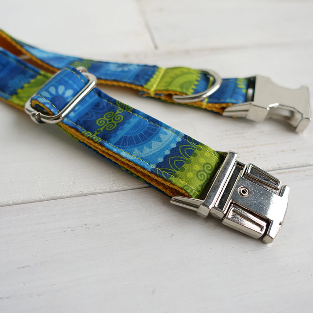 Custom Folk Yellow Dog Collar Set